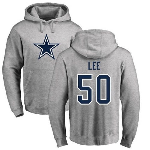 Men Dallas Cowboys Ash Sean Lee Name and Number Logo 50 Pullover NFL Hoodie Sweatshirts